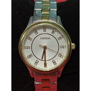 Fossil Modern Women Watch Crystal Dial Gold Silver Bracelet BQ1574‎ New Battery